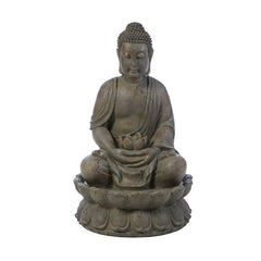 Fiberglass Outdoor Meditating Buddha Fountain with Light Keep Water Flowing Great in Your Yard or Garden, or Placed On Your Deck or Porch