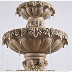 Sandstone Danelle Resin Outdoor Fountain with Light 3-Tiers That Send Water Flowing Pineapple-Shaped Bubbler at Top of a Fountain