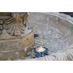 Sandstone Danelle Resin Outdoor Fountain with Light 3-Tiers That Send Water Flowing Pineapple-Shaped Bubbler at Top of a Fountain