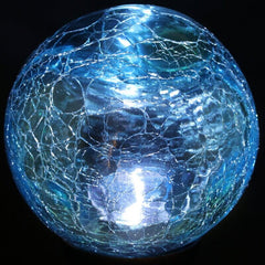 Blue Jetset Solar Glass Crackle Ball Finial Garden Stake Solar Crackle Glass Ball Stake Adds a Decorative Touch To Your Garden Day And Night