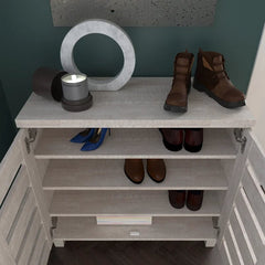 12 Pair Shoe Storage Cabinet Crafted from classy manufactured wood and constructed with stylish