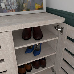 12 Pair Shoe Storage Cabinet Crafted from classy manufactured wood and constructed with stylish