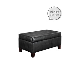 Dorel Living Rectangular Upholstered Storage Ottoman, Black