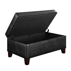 Dorel Living Rectangular Upholstered Storage Ottoman, Black