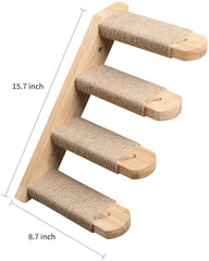 Cat Climbing Shelf Wall Mounted, Four Step Cat Stairway with Jute Scratching for Cats Perch Platform Supplies