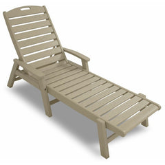 Long Reclining Single Chaise all-weather Trex Outdoor Furniture Yacht Club Stackable Chaise With Arms Provides a Relaxing