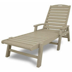 Long Reclining Single Chaise all-weather Trex Outdoor Furniture Yacht Club Stackable Chaise With Arms Provides a Relaxing