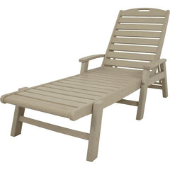 Long Reclining Single Chaise all-weather Trex Outdoor Furniture Yacht Club Stackable Chaise With Arms Provides a Relaxing