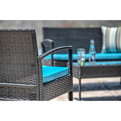 4 Person Seating Group with Cushions Update Your Outdoor Hangout Space Our-Piece Patio Conversation Set Rectangular Coffee Table