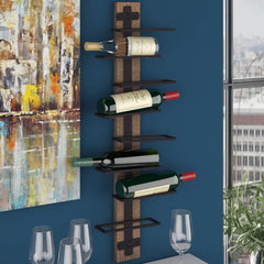 Wall Mounted Wine Bottle Rack in Brown/Black