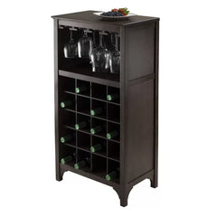 Northpoint 20 Bottle Floor Wine Bottle & Glass Rack in Espresso