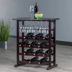 Newhall 24 Bottle Floor Wine Bottle & Glass Rack in Dark Espresso