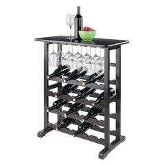 Newhall 24 Bottle Floor Wine Bottle & Glass Rack in Dark Espresso