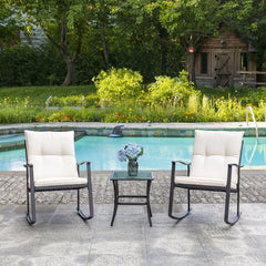 Outdoor  Rocking Wicker Rattan Chair with Cushions Adds More Elegance To Your Outdoor Patio, Deck, Backyard Porch, or Pool