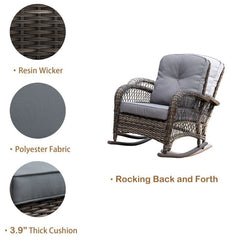 Outdoor Rocking Wicker/Rattan Chair with Cushions Add Comfort and Style to Your Outdoor Space with This Rocking Chair with Cushions