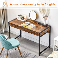 GreenForest 47" Writing Desk with 2 Storage Drawers, Home Office Computer Desk,Modern Study Laptop Table, Makeup Vanity Console Table,