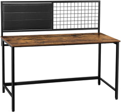 VASAGLE Computer Desk, Study Writing Desk for Home Office with Grid Board and Fabric Storage Bags Industrial Style PC Laptop Table 53.9 Inch