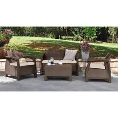 Brown 50.4'' Wide Outdoor Weather-Resistant Finish, This Patio Loveseat Showcases a Distinctive, Wavy Silhouette, Rounded Backrest