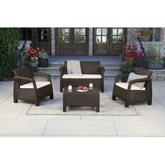 Brown 50.4'' Wide Outdoor Weather-Resistant Finish, This Patio Loveseat Showcases a Distinctive, Wavy Silhouette, Rounded Backrest