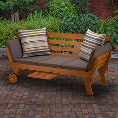 Emmet Outdoor Patio Daybed with Cushions Five-Section Seat and Side Cushion Padding Perfect for use on Porch, Patio, Yard or Poolside