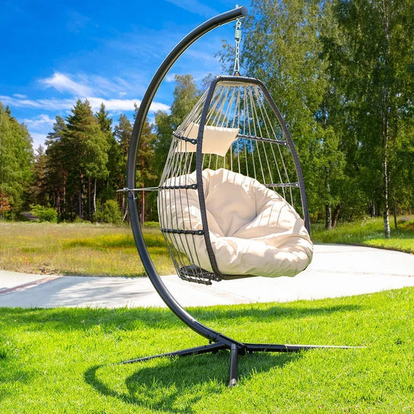 Porch Swing with Stand Ideal for Deck, Balcony & More Unique Swinging Chair is The Perfect to Any Space Outside, Like a Backyard Patio, Deck