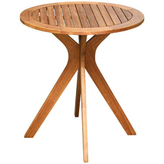 27" Outdoor Round Solid Wood Coffee Side Bistro Table X-shape of leg Perfect for Backyard, Patio, Garden, Poolside and Living Room