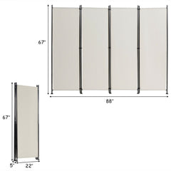 4-Panel Room Divider Folding Privacy Screen with Adjustable Foot Pads