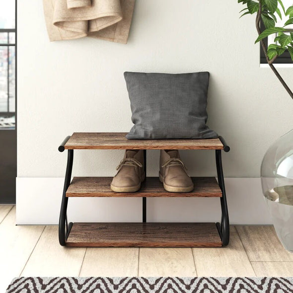 Rustic Z-Frame 3-Level 9 Pair Shoe Rack Holds 6-9 Pairs of Shoes or Boots  Gives You Just Enough Space For Your Shoes