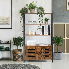 Wooden Storage Shelfing with Industrial Storage Shelf w/2 Shutter Doors