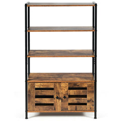 Wooden Storage Shelfing with Industrial Storage Shelf w/2 Shutter Doors