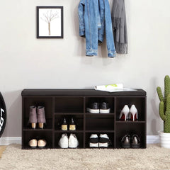 Wooden Shoe cubby rack Cubbie Shoe Storage Bench