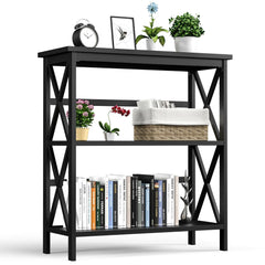 3-Tier Bookshelf Wooden Open Storage Bookcase for Home Office