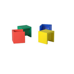 Set of 4 Red, Blue, Yellow, Green Cube Chair Kids Desk Chair as a table. With a Set of 4 use One As a Table and 3 As Chairs. Durable