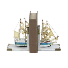 Nautical Non-skid Bookends These Nautical Bookend for Shelves Feature a Ship Cut on the Midsection and Placed on L-Shaped Wood Slat Platform