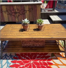 Laguna Coffee Table with Storage Four Flared Legs with X-Shaped Supports to Create a Farmhouse Open Bottom shelf