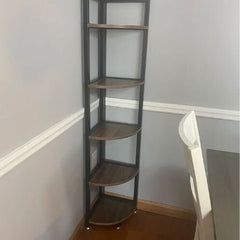 Gray/Brown 59'' H x 11.8'' W Iron Corner Bookcase Shelving Unit Fits Great in any Corner Storage Shelf to Expand the Storage Space Your Room