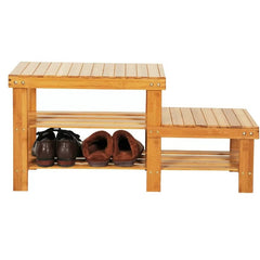 Florio Wood Shelves Storage Bench