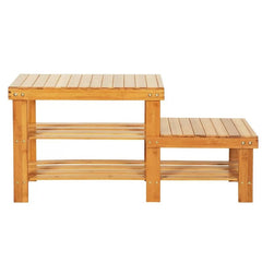 Florio Wood Shelves Storage Bench