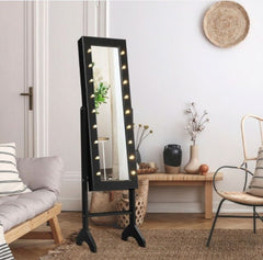 Mirrored Jewelry Cabinet Armoire Organizer with LED lights Jewelry Cabinet Can Get All Your Jewelry Organized