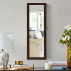 Lockable Wall Door Mounted Mirror Jewelry Cabinet with LED Lights Fits Your Bedroom Decor and The Door-Mounted Feature Makes Space Saving