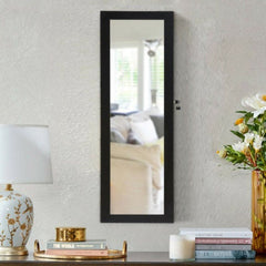 Lockable Wall Door Mounted Mirror Jewelry Cabinet with LED Lights  Fits Your Bedroom Decor and The Door-Mounted Feature Makes Space Saving