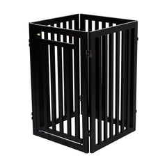 Brown Free Standing Pet Gate Adjustable 4-Panel Design, 4 Hinged Panels, 2 Feet Double-Jointed Hinges