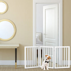 White 3-Panel Free Standing Pet Gate Great Blocking Doorways, Hallways and Stairs The Plastic Feet Protection for your Flooring