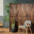 Wooden 4 Panels Folding Wooden Room Divider