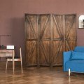 Wooden 4 Panels Folding Wooden Room Divider