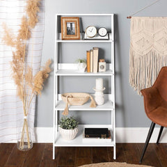 True White Haralda 55'' H x 24.1'' W Ladder Bookcase Perfect for Living Room of Home Office to Add Sophisticated Organization