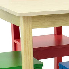 Includes Rectangular Table and 4 chairs Set Kids Wood Table Natural/Primary 4 Bright Colors