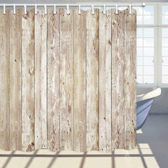 Rustic Décor Shower Curtain Wood Plank Wall Texture Waterproof & Washable With Hooks 69"x70"