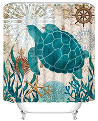 Bathroom Shower Curtain Sea Turtle Ocean Creature Landscape Shower Curtains Fabric Bathroom Curtain Durable Waterproof Bath Curtain Sets wit