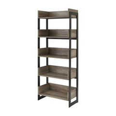 Gray Wash 5 Shelf Bookcases Steel Standard Bookcase Use in a Home Office, Living Room, Bedroom, or Front Hall with Raised Edges